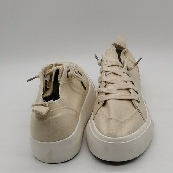 Maurices Womens Sneaker Beige Canvas Lace Up Walking Shoe Platform Round Toe 9 - Picture 3 of 9